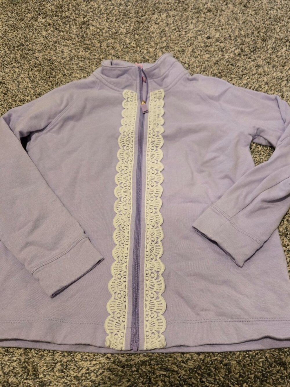 Lilly Pulitzer Little Leona Full Zip Jacket Lavender White XL(12-14)